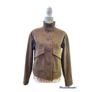 Avec Les Filles Brown Corduroy Button Up Blazer Jacket  XS  Mock Neck Lagenlook